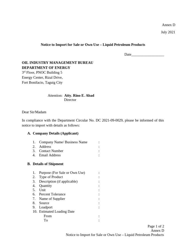 Import Notice for Liquid Petroleum Products | PDF | Petroleum