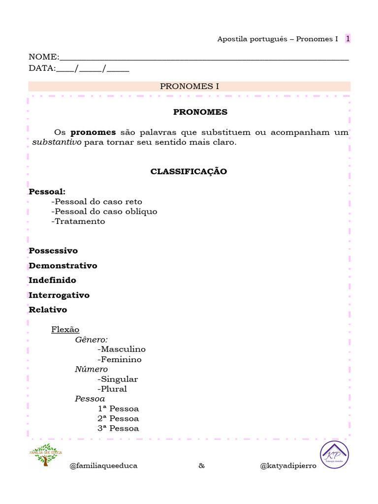 Pronomes em Português: Guia Completo | PDF | Pronome | Linguística