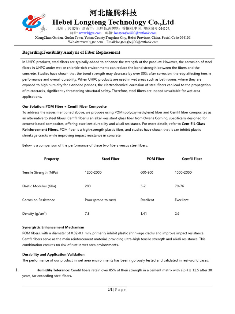 POM & Cemfil Fiber for UHPC Durability | PDF | Composite Material ...