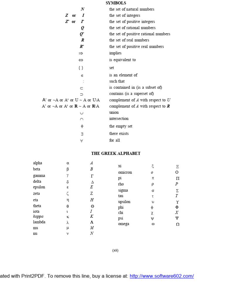 Mathematical Symbols and Greek Alphabet | PDF | Greek Alphabet | Collation
