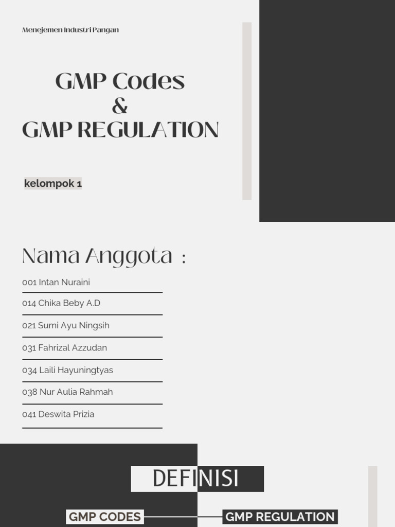 GMP Codes & GMP REGULATION | PDF