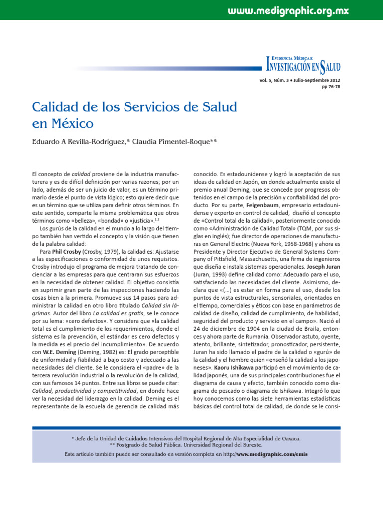 Calidad de Servicios de Salud en México | PDF | Cuidado de la salud ...