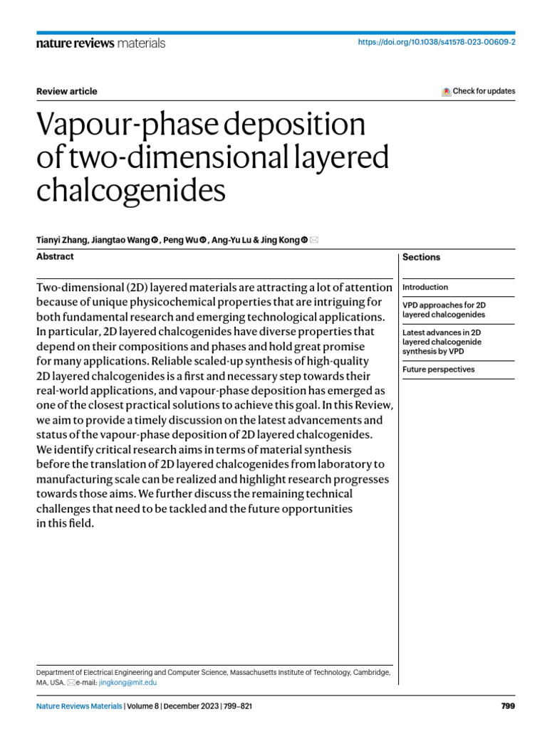 s41578-023-00609-2 | PDF | Chemical Vapor Deposition | Epitaxy