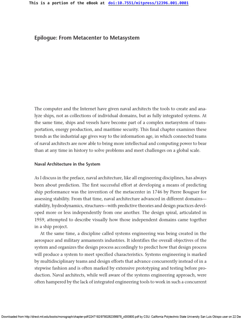From Metacenter to Metasystem | PDF | Ships | Engineering