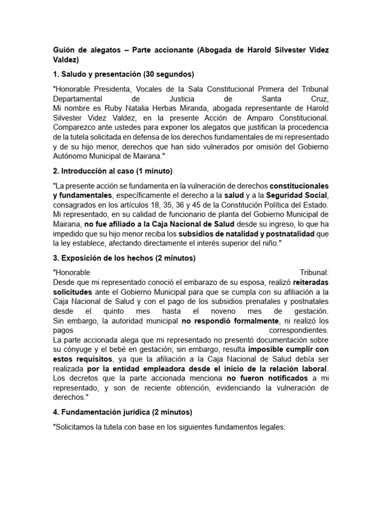 Alegatos de Amparo Constitucional en Mairana | PDF | Justicia | Crimen ...
