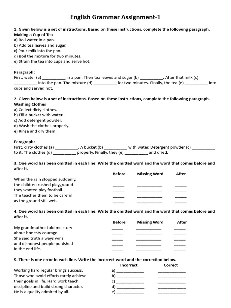 English Grammar Assignment Guide | PDF | Linguistics | Grammar