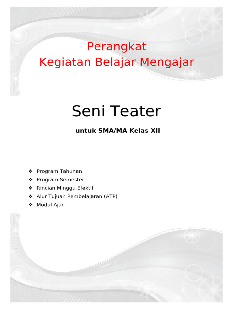 Rencana Pembelajaran Seni Teater Kelas XII | PDF