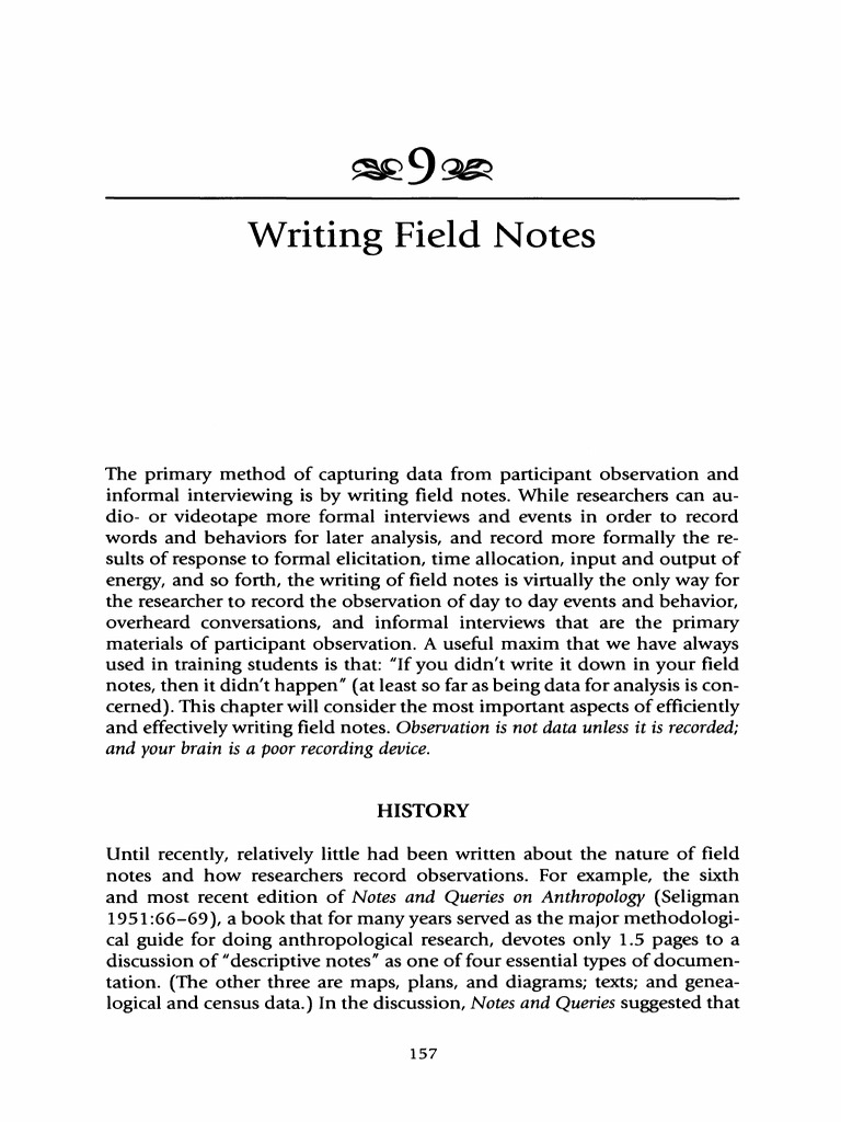 Effective Field Notes for Research | PDF | Ethnography | Methodology