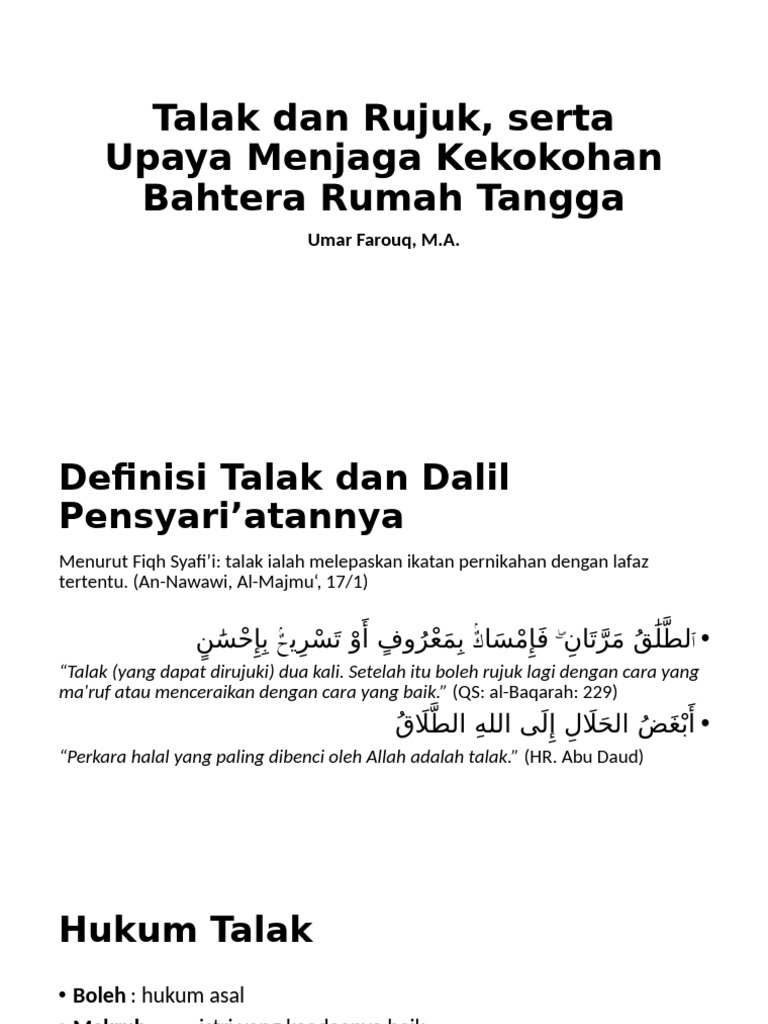 Talak, Rujuk, dan Keluarga Harmonis | PDF