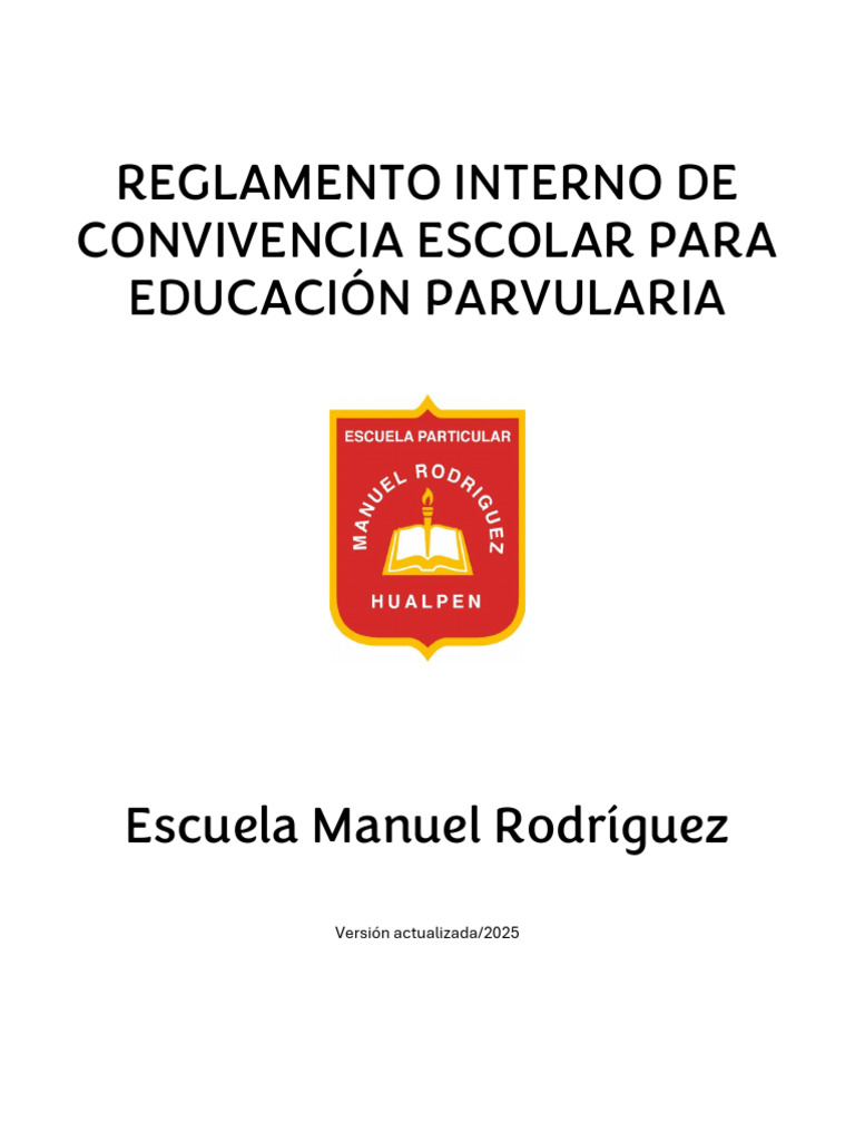 Reglamento de Convivencia Escolar Parvulario | PDF | Educación de la ...