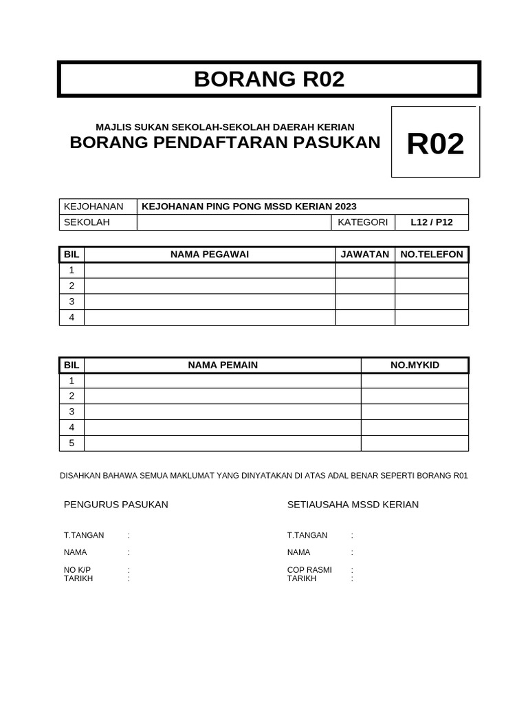 BORANG R02 2023 | PDF