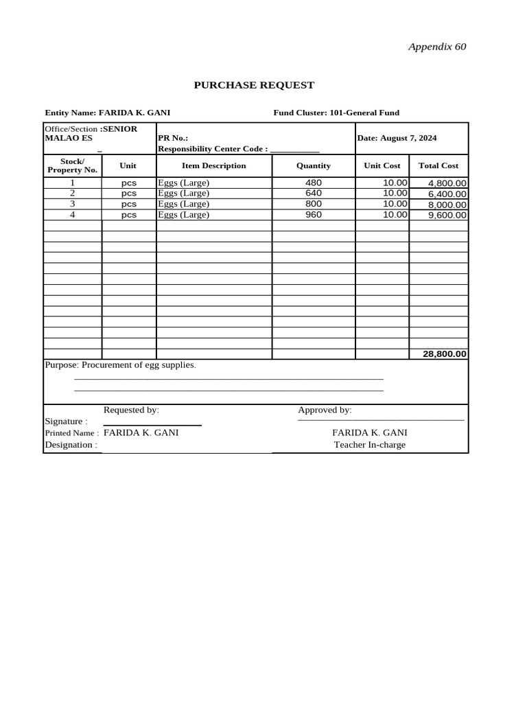 Purchase Requests for School Supplies | PDF | Procurement