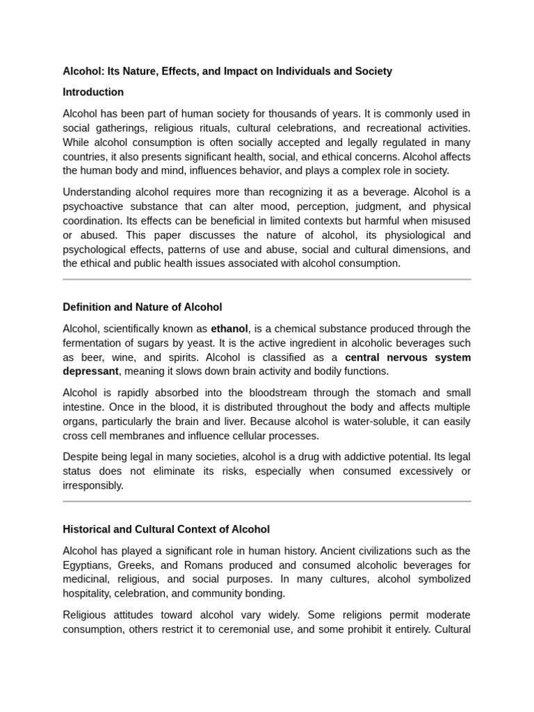 Understanding Alcohol's Effects and Impact | PDF | Alcoholism ...