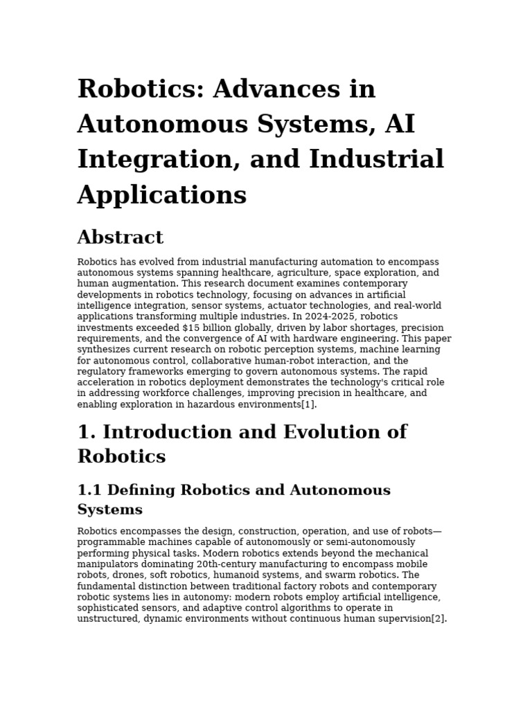 Advances in Robotics and AI Integration | PDF | Robotics | Robot