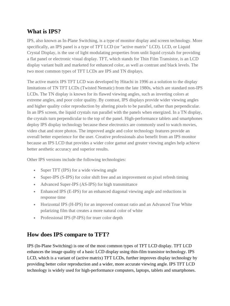 Understanding IPS Display Technology | PDF | Liquid Crystal Display ...