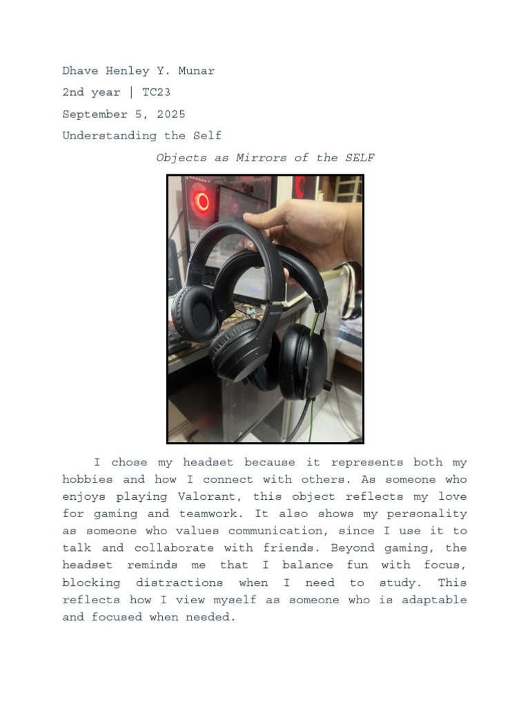 ASSIGNMENT 2 - Objects as Mirrors of the SELF | PDF
