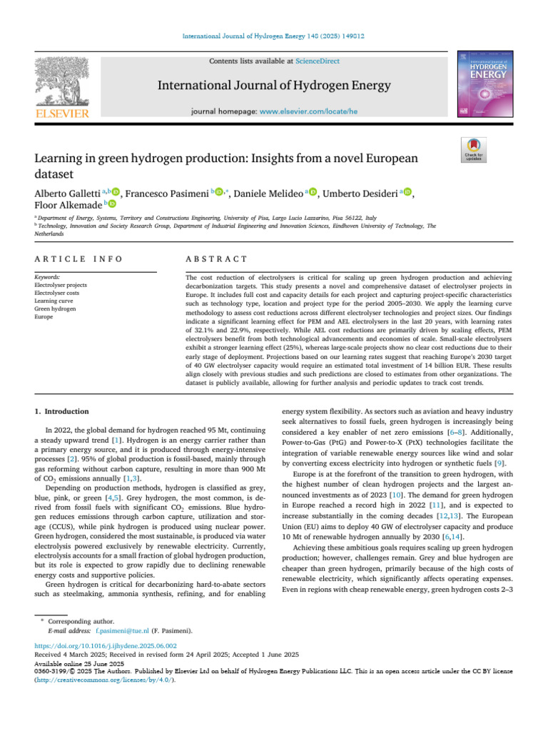 Green Hydrogen Production Insights in Europe | PDF | Fuel Cell ...