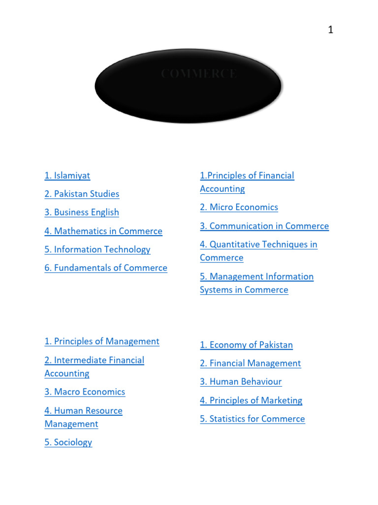 BS Commerce Course Outline and Syllabus | PDF | Mathematical ...