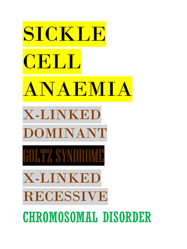 Genetic Disorders: Sickle Cell & Goltz Syndrome | PDF