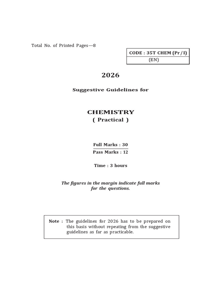 Chemistry Practical Guidelines 2026 | PDF | Titration | Chemistry