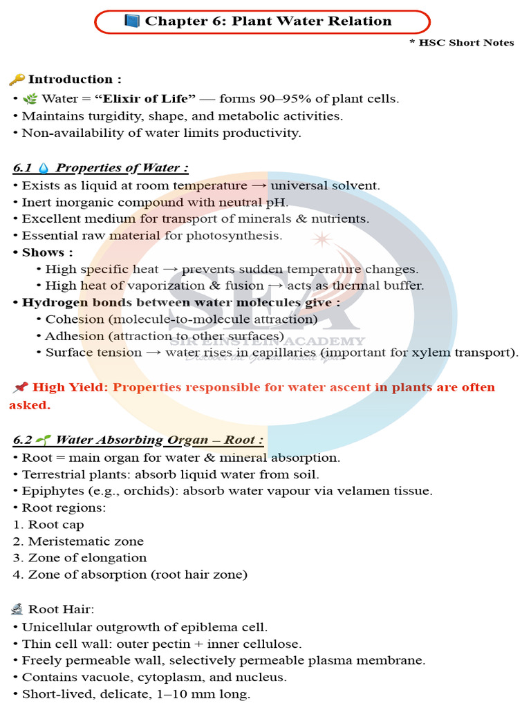 Plant Water Relation_41fc8fa9 54fc 45fe 90ca 4442e6f88e91 | PDF | Water ...