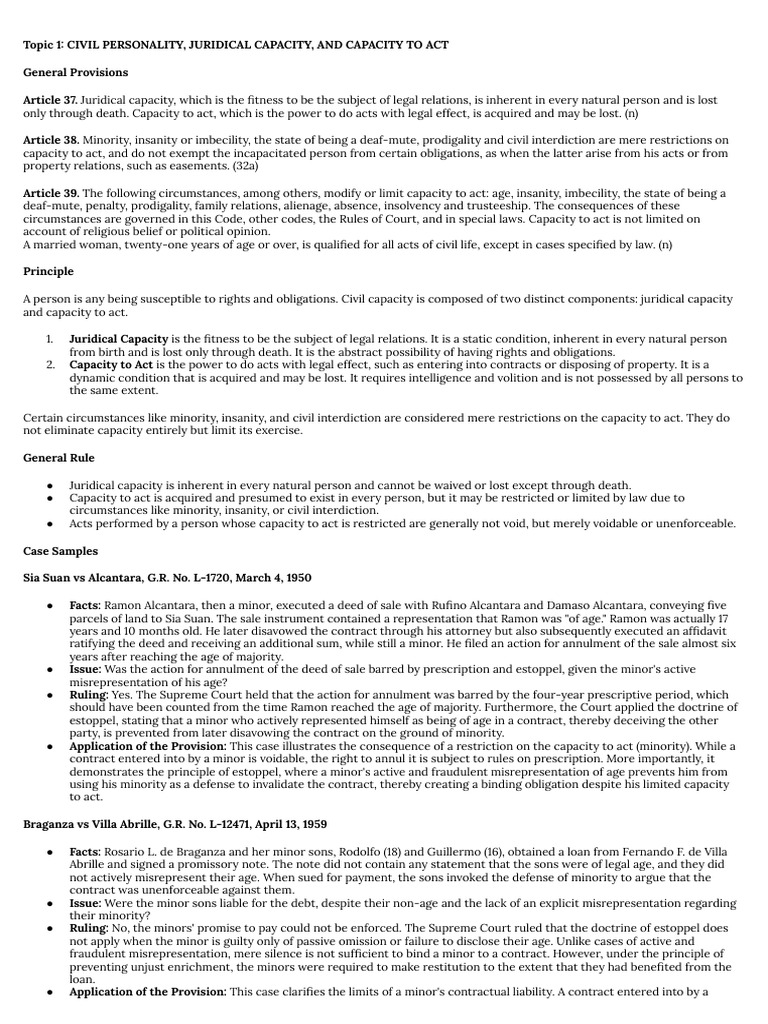 Civil Personality and Capacity to Act | PDF | Corporations | Estoppel