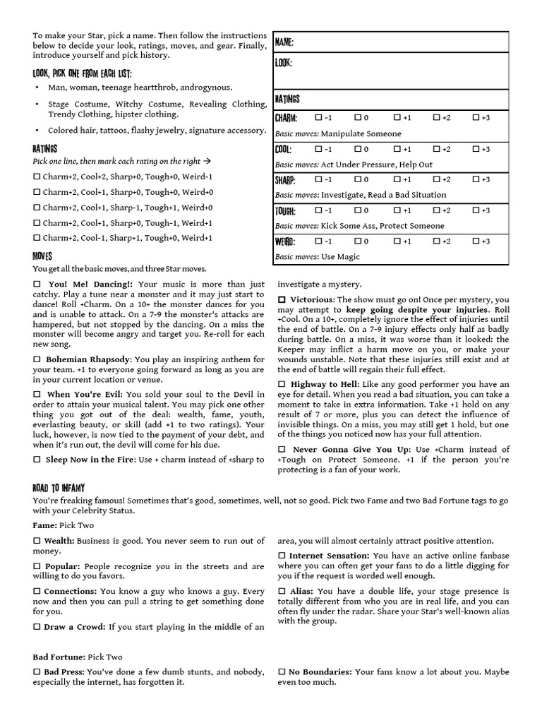 Create Your Star Character Guide | PDF