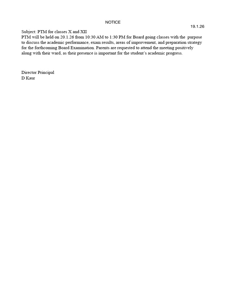 PTM Notice for Classes X and XII | PDF