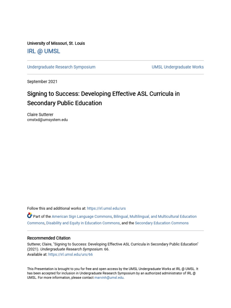 Signing to Success_ Developing Effective ASL Curricula in Seconda | PDF ...