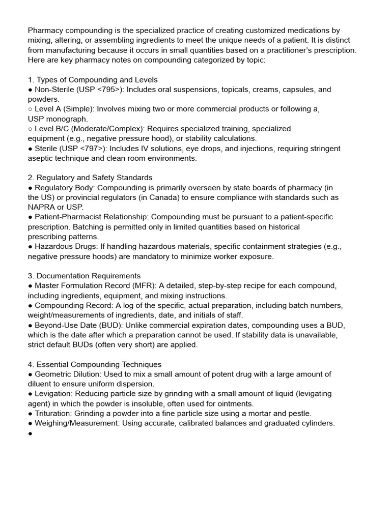 Pharmacy Compounding Essentials Guide | PDF | Pharmacy | Pharmaceutical ...