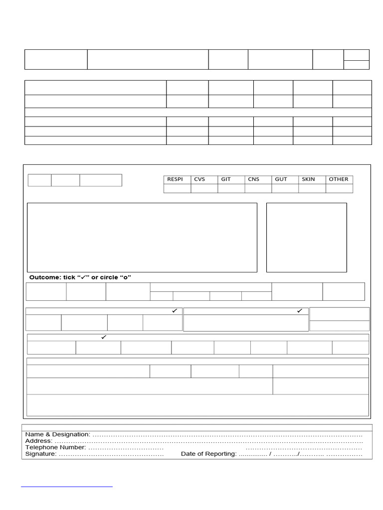Adverse Reactions Reporting Form | PDF | Adverse Effect | Drugs