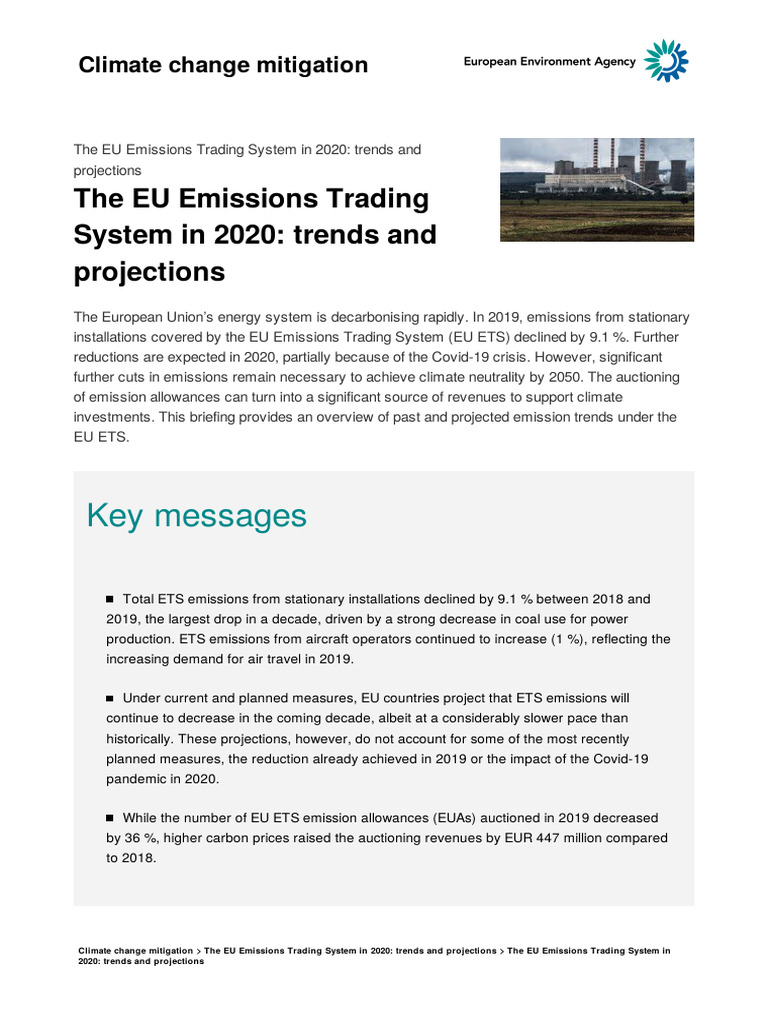 EU ETS 2020 Emission Trends and Projections | PDF | Climate Change ...