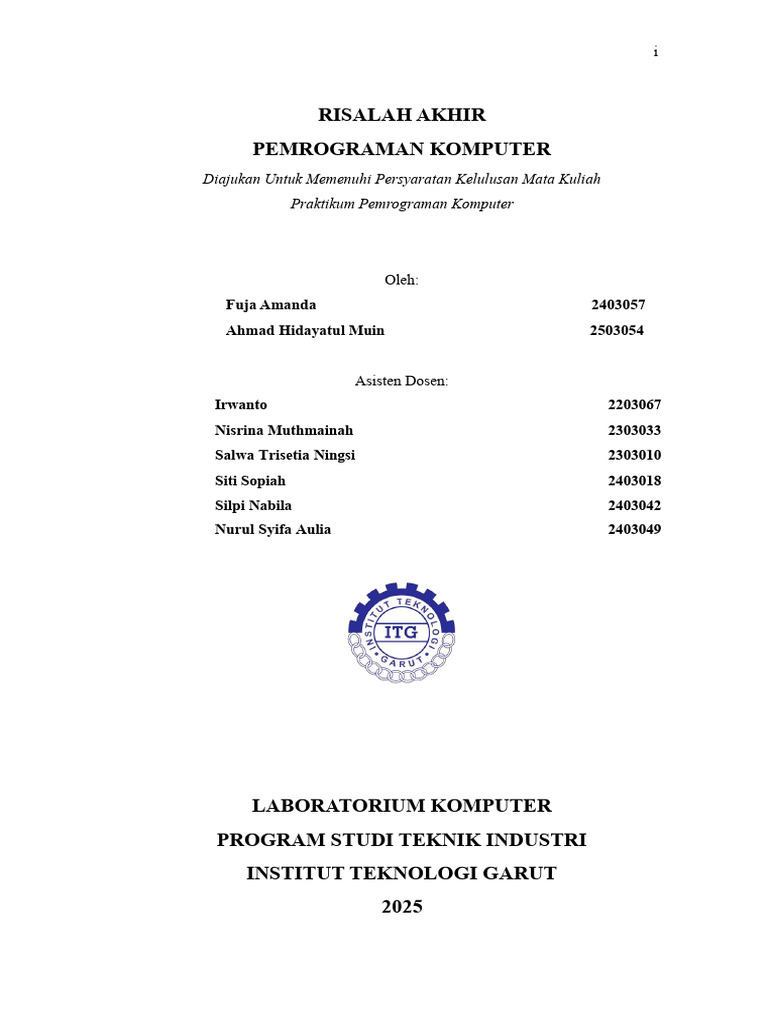 Risalah Pemrograman Komputer 2025 | PDF