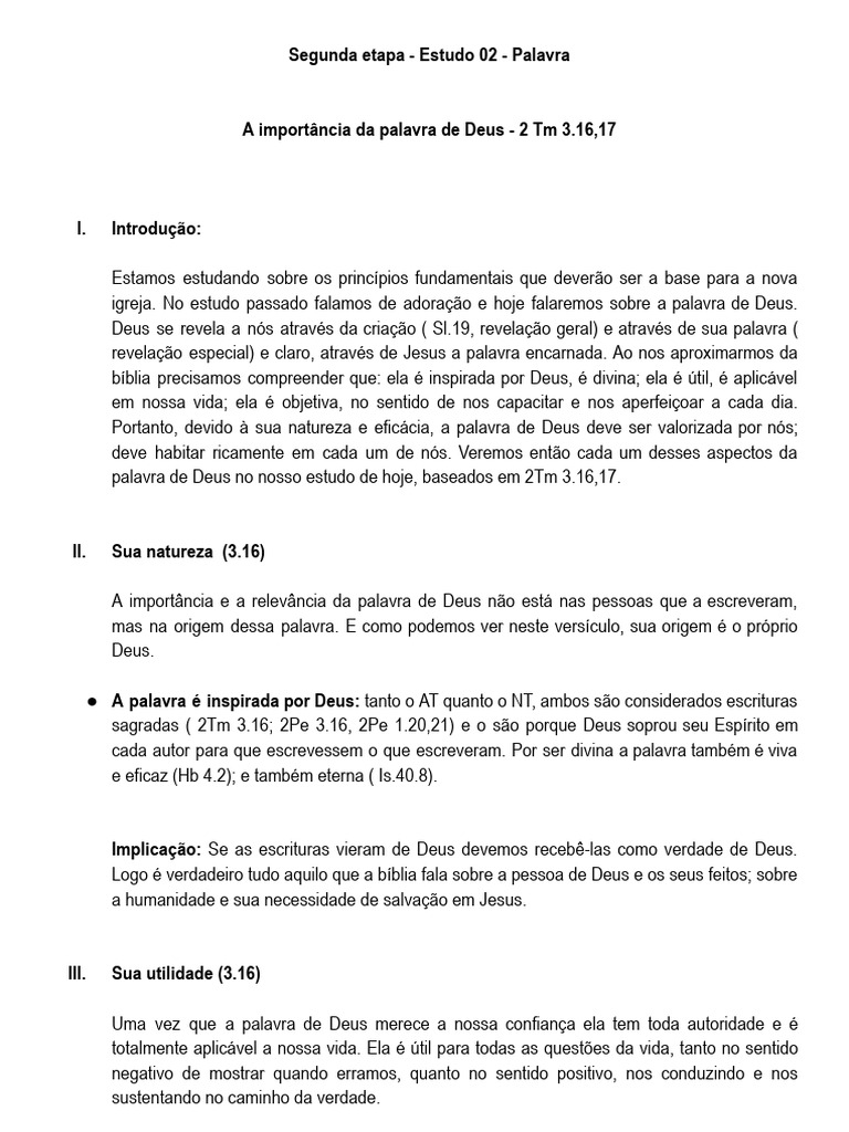 A Importância da Palavra de Deus | PDF | Deus | Bíblia