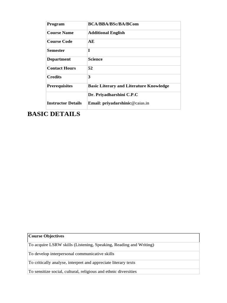 Additional English Course Overview | PDF | Analysis | Mathematics