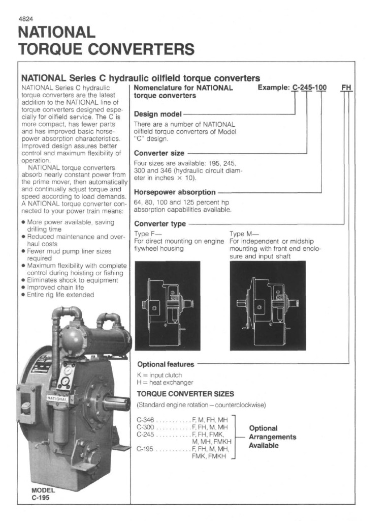 National Series C Torque Converters | PDF | Horsepower | Mechanical ...