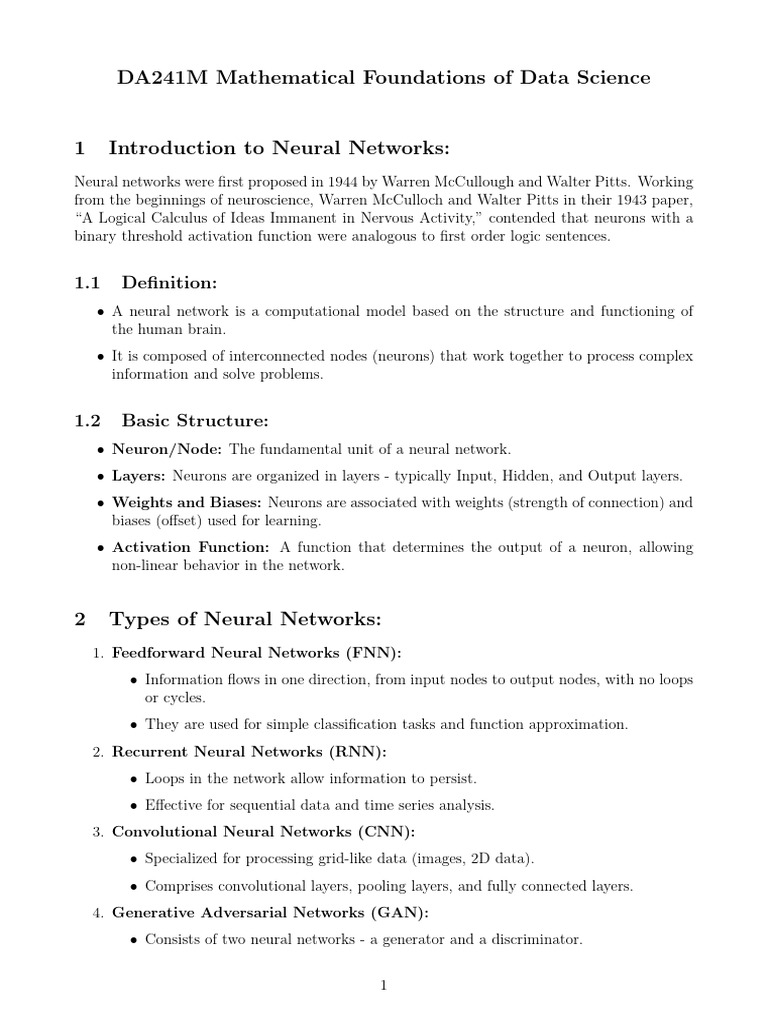 Neural Networks: Structure and Applications | PDF | Mean Squared Error ...