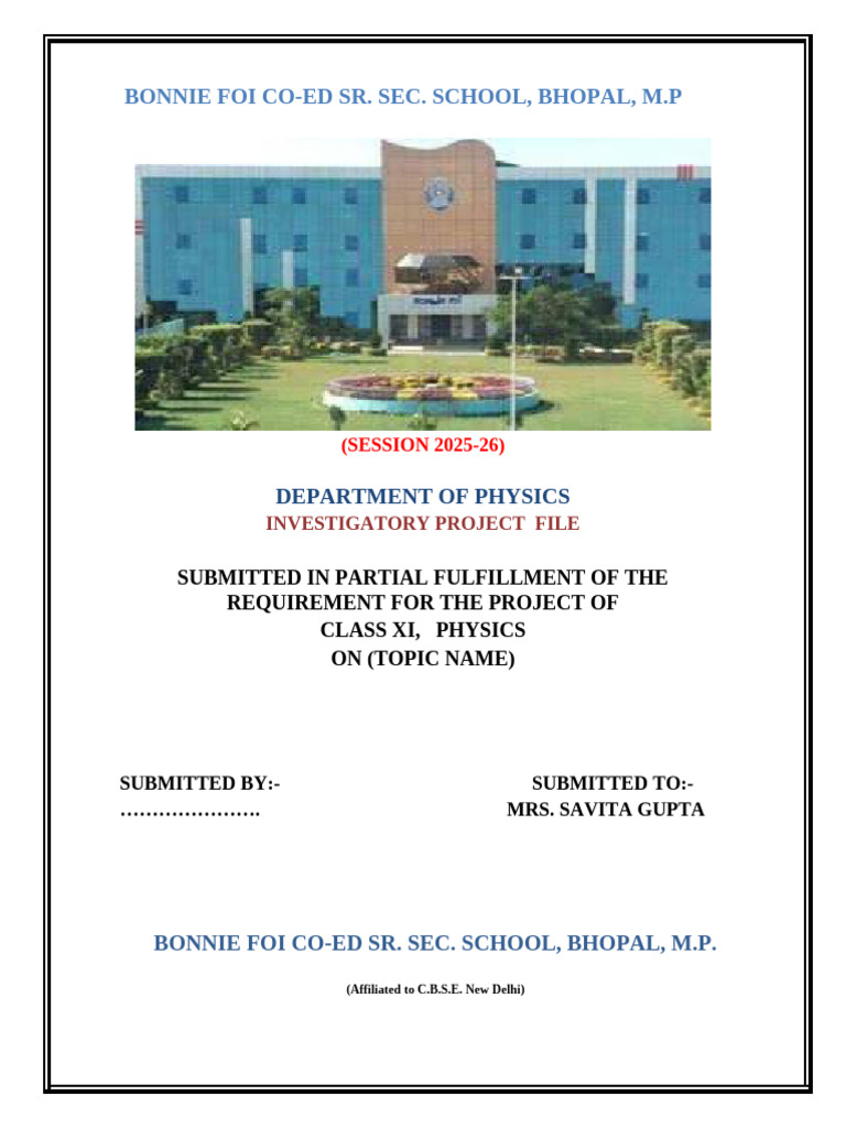 Physics Investigatory Project 2025-26 | PDF