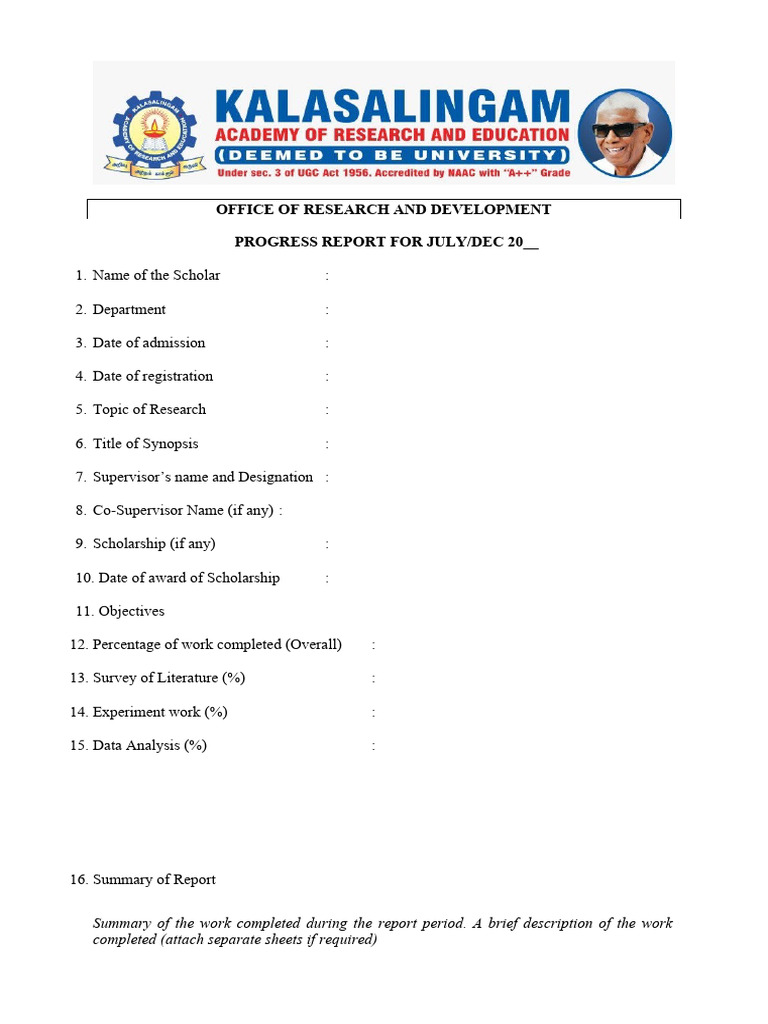 Research Progress Report Template | PDF