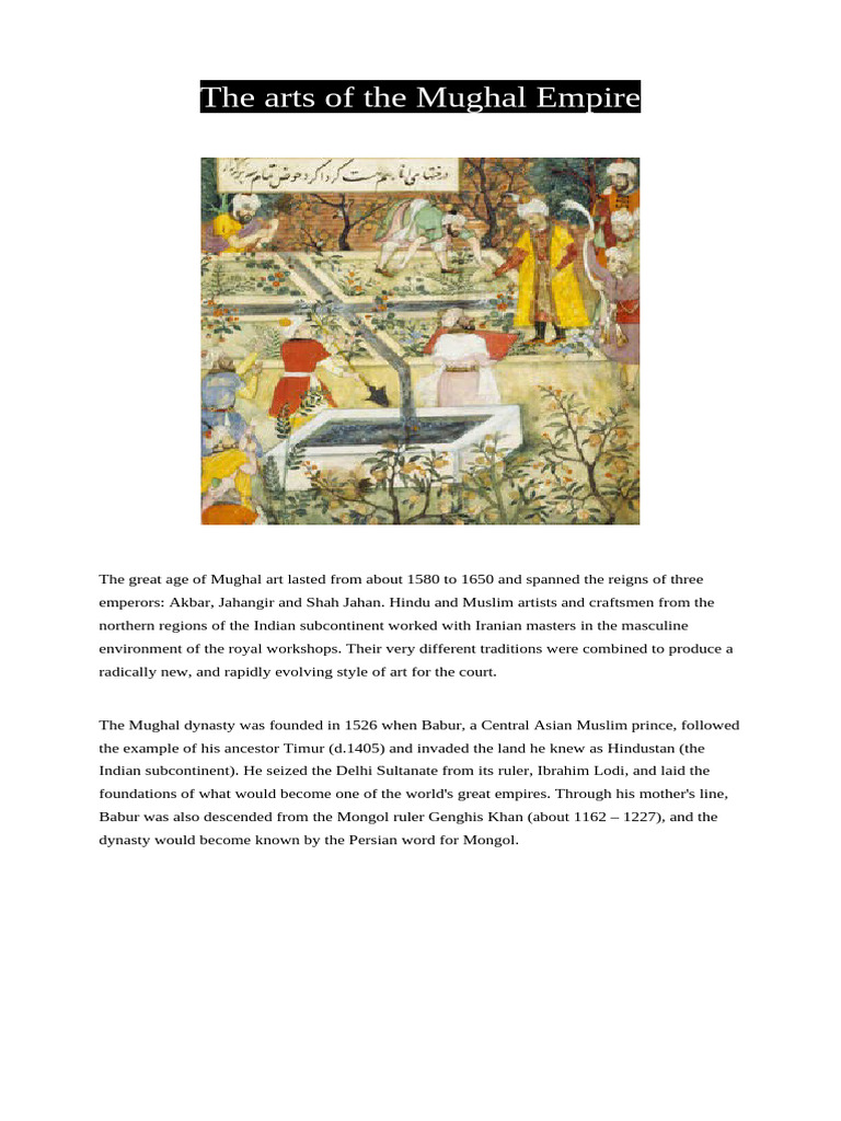 Mughal Empire Art: A Historical Overview | PDF | Mughal Empire
