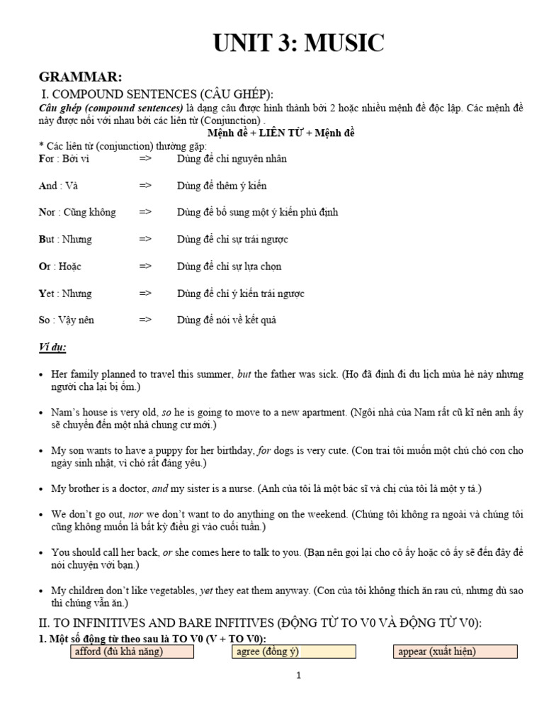 Understanding Compound Sentences and Infinitives | PDF | Vietnam