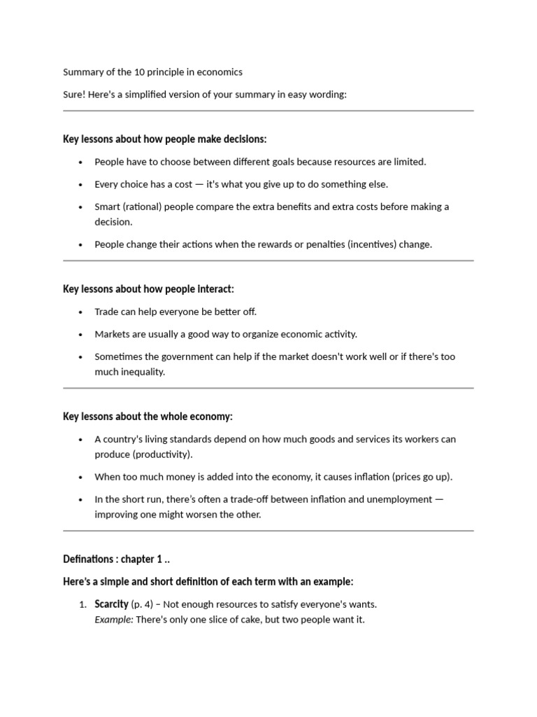 Principles of Economics Explained | PDF | Cost Of Living | Economics