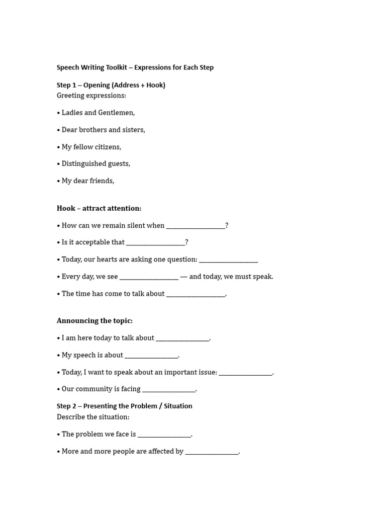 Speech Writing Toolkit Essentials | PDF