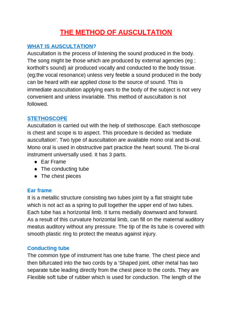 Understanding Auscultation Techniques | PDF