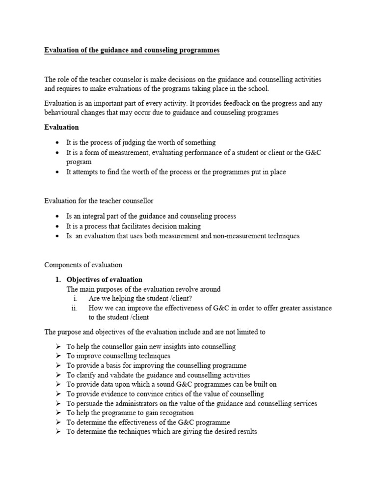 Evaluating School Guidance Programs | PDF | Evaluation | Behavior