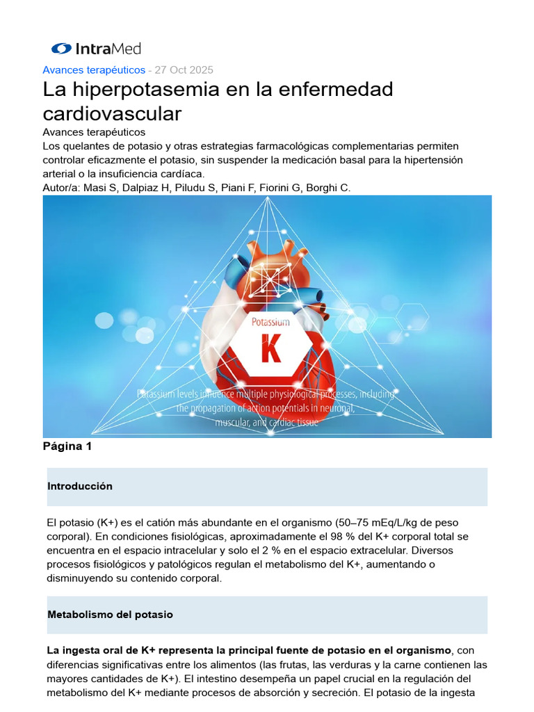 Intramed - La Hiperpotasemia en La Enfermedad Cardiovascular | PDF ...