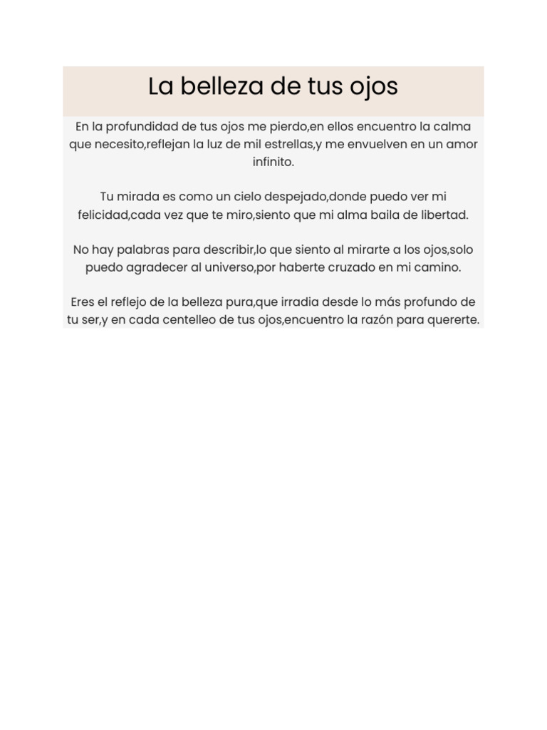 La Belleza de Tus Ojos | PDF