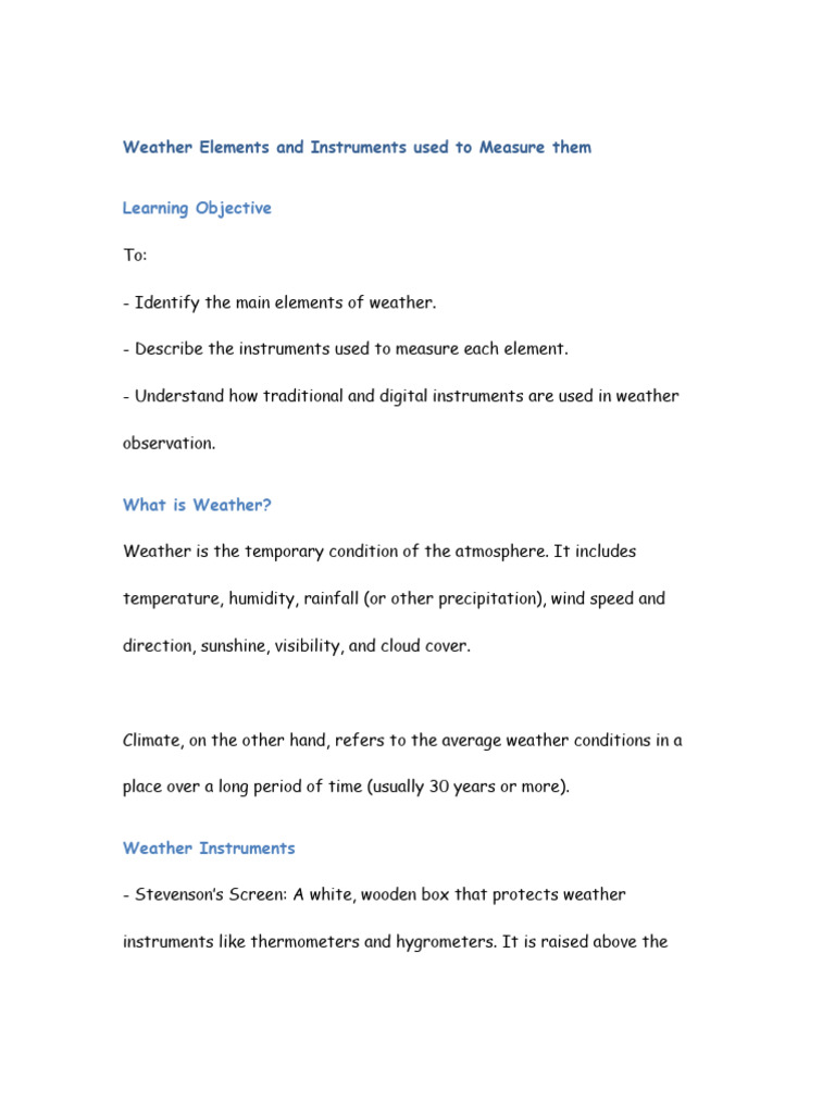 Weather Elements and Measurement Tools | PDF | Precipitation | River