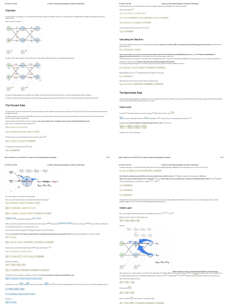 Backpropagation Tutorial for Neural Networks | PDF | Computational ...